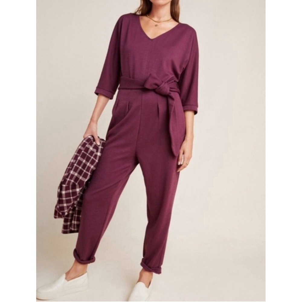Anthropologie Sutton Pont Jumpsuit in Plum Women's Size Small